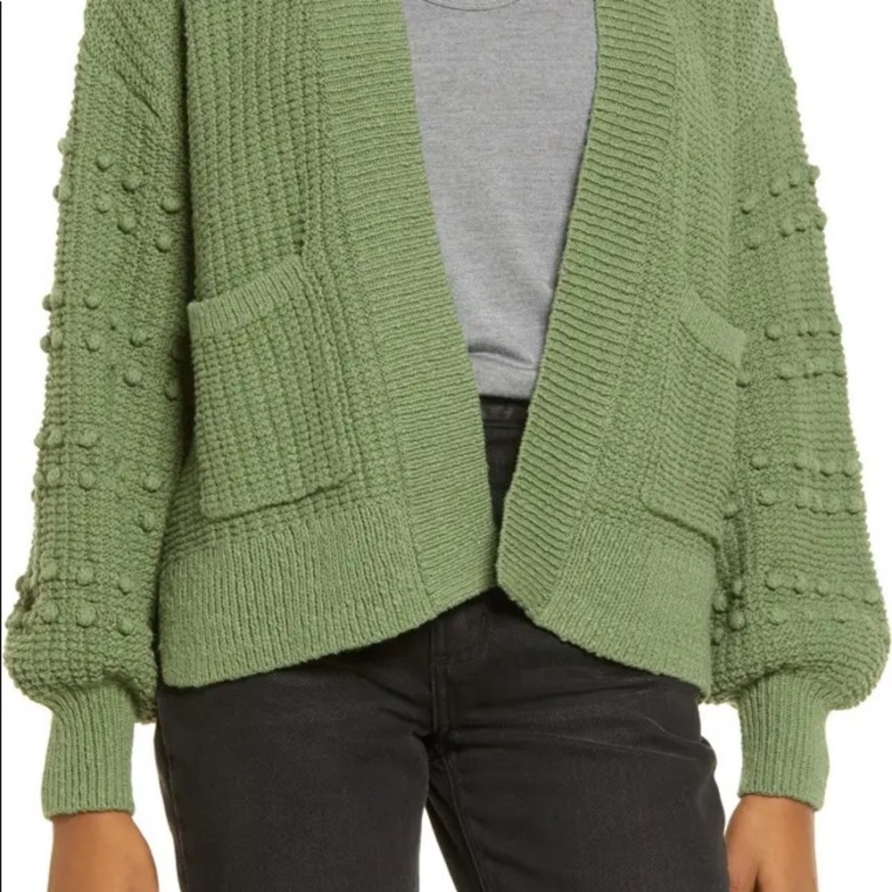Madewell Green Bobble Sleeve Cardigan